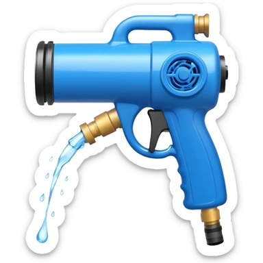 A garden hose pistol spewing water sticker