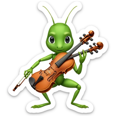 grasshopper playing violin sticker