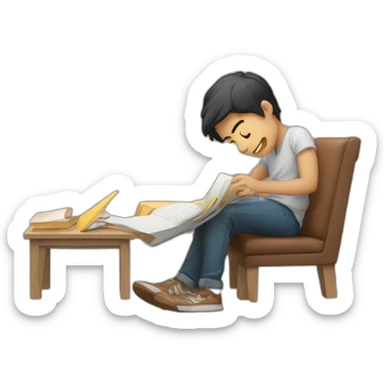 imagen estilizada de un estudiante sacando fotocopias sticker