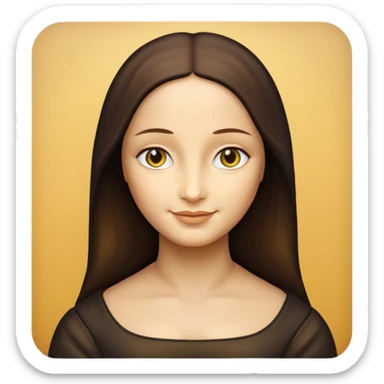 Mona Lisa, simplified, iconic, yellow face, subtle smile sticker