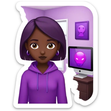 girl black terapy in room whit things purpels  sticker