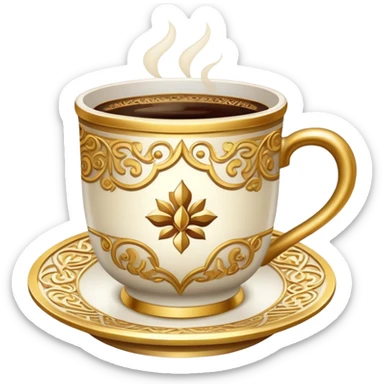 a cup of Saudi coffee, ornate cup sticker