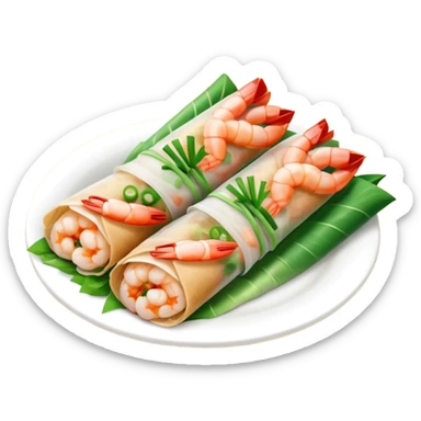 Vietnamese spring roll with a shrimp and green onion sticker