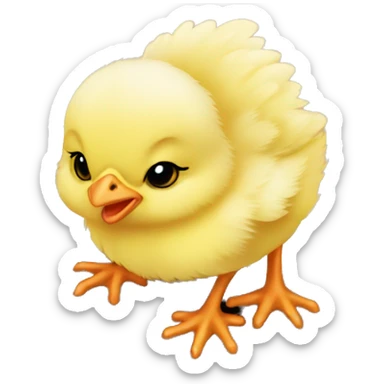 baby chick pecking ground sticker