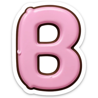 “Single pink bubble letter d, white outline, bottom dipped in chocolate with pink frosting drizzle, kawaii style, glossy, soft shading, clean outline, transparent background, Discord emoji size” sticker