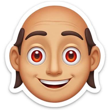 Happy face with half-lidded eyes, relaxed goofy smile, and slightly red eyes, looking high or stoned sticker