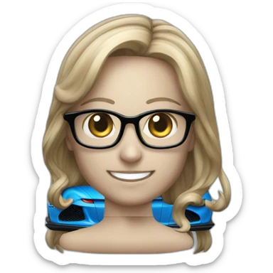 Emoji of Porsche 911 GT3RS in glossy metallic blue and black colour  sticker