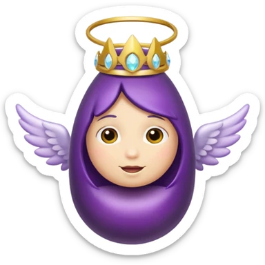 Realistic eggplant from the side wearing an angel halo sticker