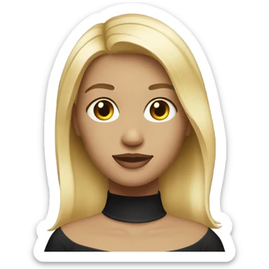Blond female with medium length hair wearing  a black choker sticker