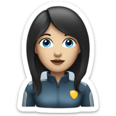 driver woman with black hairs and blue eyes sticker