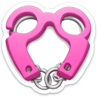 Pink handcuffs heart sticker
