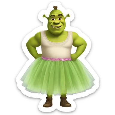 shrek wearing a tutu sticker