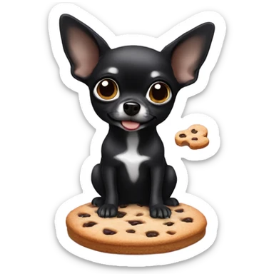 Black Chihuahua holding a cookie sticker