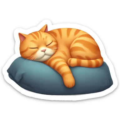 fat orange cat sleeping cozily sticker