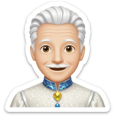 Servant Boq from The Wizard of Oz with white hair, white sequin outfit sticker