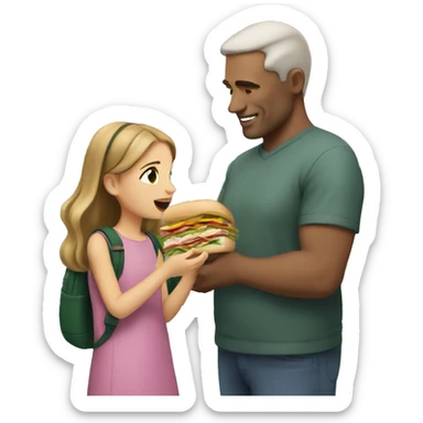 White Dad giving his daughter a subway sandwich   sticker