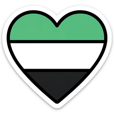 heart with simple and modern horizontal green, black, and white stripes sticker