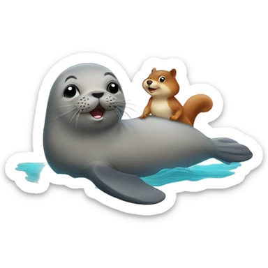an sea seal with a squirrel  sticker