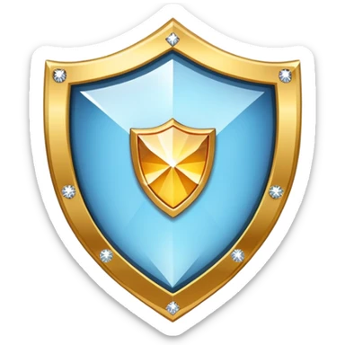 VIP badge shaped like a shield with a big diamond in the center sticker