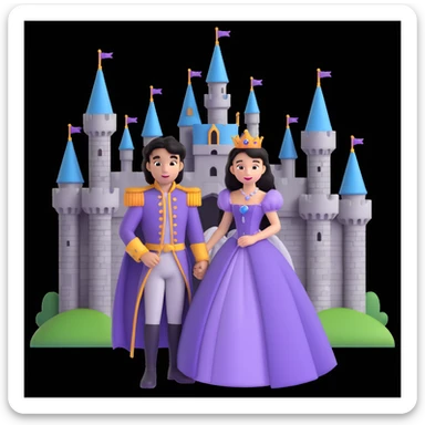 prince and princess disny dress close up photo in castle sticker