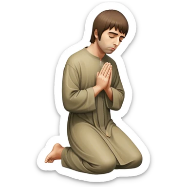 Liam Gallagher praying at the feet of Jesus  sticker