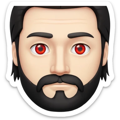 White man with beard red eyes and black mullet sticker