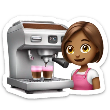 Girl with pink espresso machine  sticker