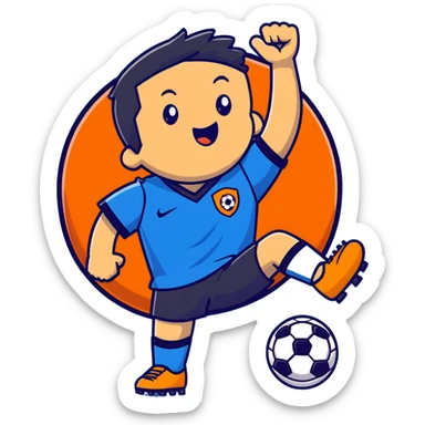 Soccer defender in blue jersey celebrating sticker