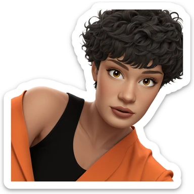 realistic girl with short hair sticker