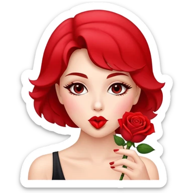 Blowing kiss with rose  sticker