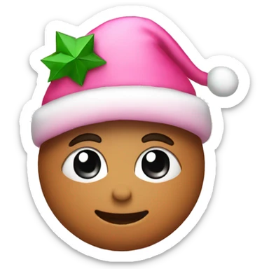pink heart with christmas hat sticker