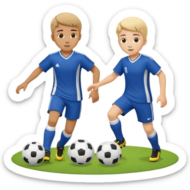 two brothers playings soccer in a park
 sticker