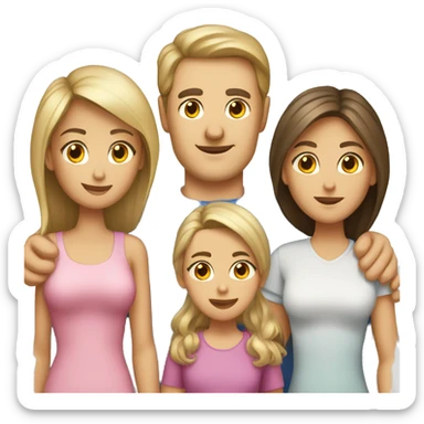 Caucasian family of four with man woman and two girls sticker