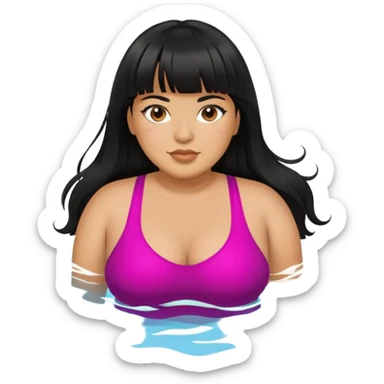 Latina female with bangs black long hair plus size swimming  sticker