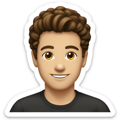 Teenage Albanian with brown hair blablack t shir an is smiling  sticker