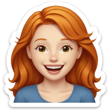 Gorgeous Ginger girl laughing with head tilted back happily sticker