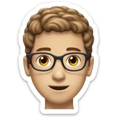 Chesnut straight hair, light blue eyes, light skin tone, Jewish Israeli boy with glasses that is studious sticker