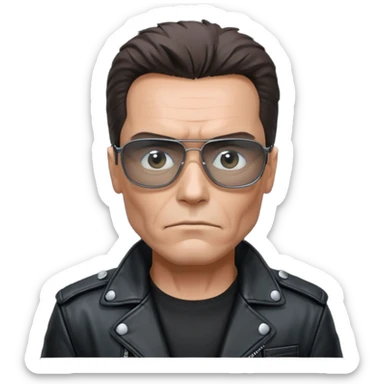 terminator shwartzneger only top in black galssess and his black jacket sticker