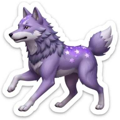 A wolf of winterfell running under lilac stars sticker