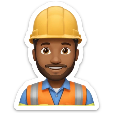 black male civil engineer with a little beard, smiling, hard hat sticker