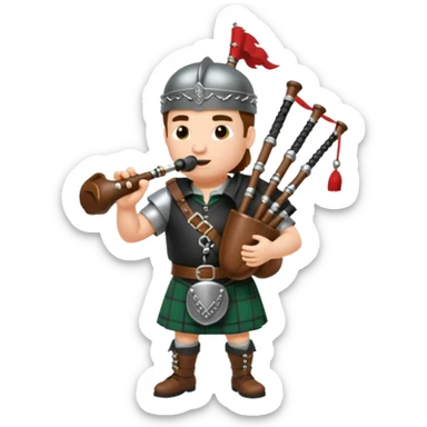 Warrior playing bagpipes chugging whiskey sticker