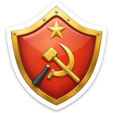 a shiny shield with the USSR flag inside sticker