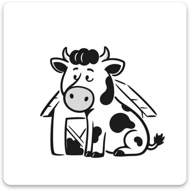 a laughing cow, hand drawn doodle style sticker