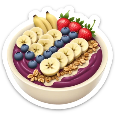 Acai bowl with granola, strawberries, blueberries, bananas  sticker