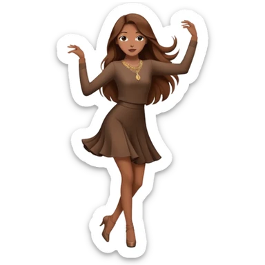Girl with long brown hair dancing like nobody’s watching elegant cool girl outfit  sticker