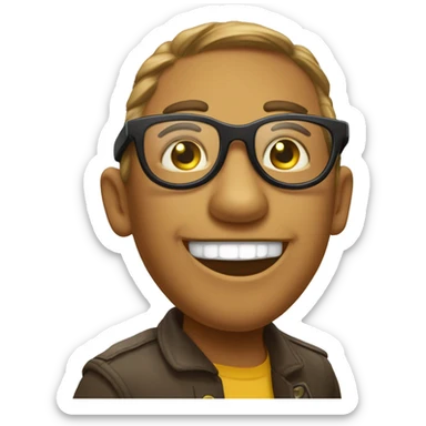 Una cara sonriente con gafas de sol, mostrando una actitud de confianza y victoria sticker