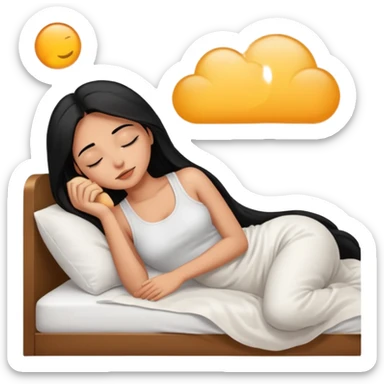 Gorgeous brown woman with long black hair sleeping in bed sticker