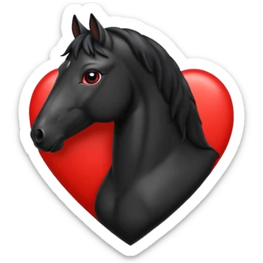 Black Horse centered within a red heart emoji sticker