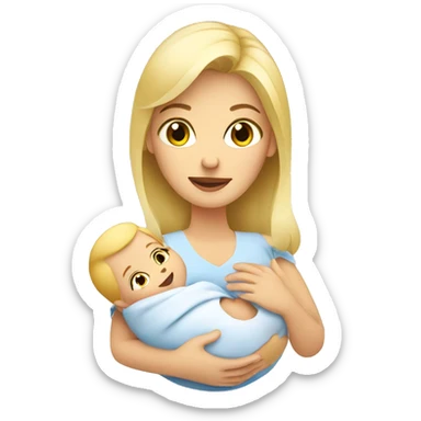 blonde european woman holding newborn sticker