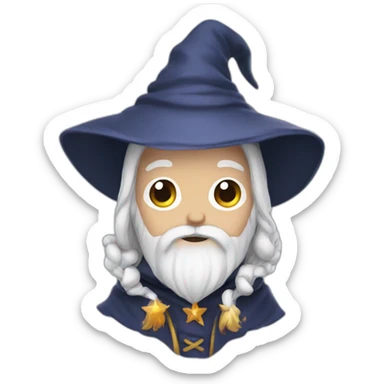 cute wizard with white beard sticker